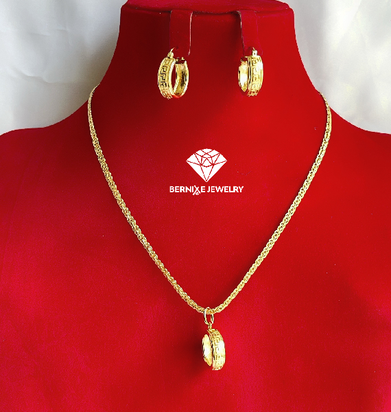 Mini Pattern Gold Plated Earrings & Pendant BJ