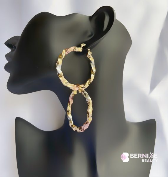 Two Tone Twisted Hoop Earrings 11